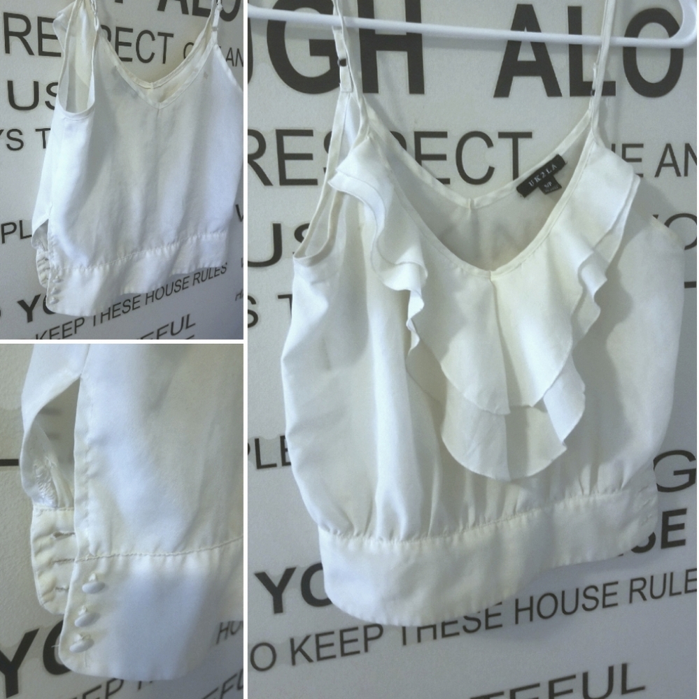 Cream colored blouse, adjustable spaghetti straps